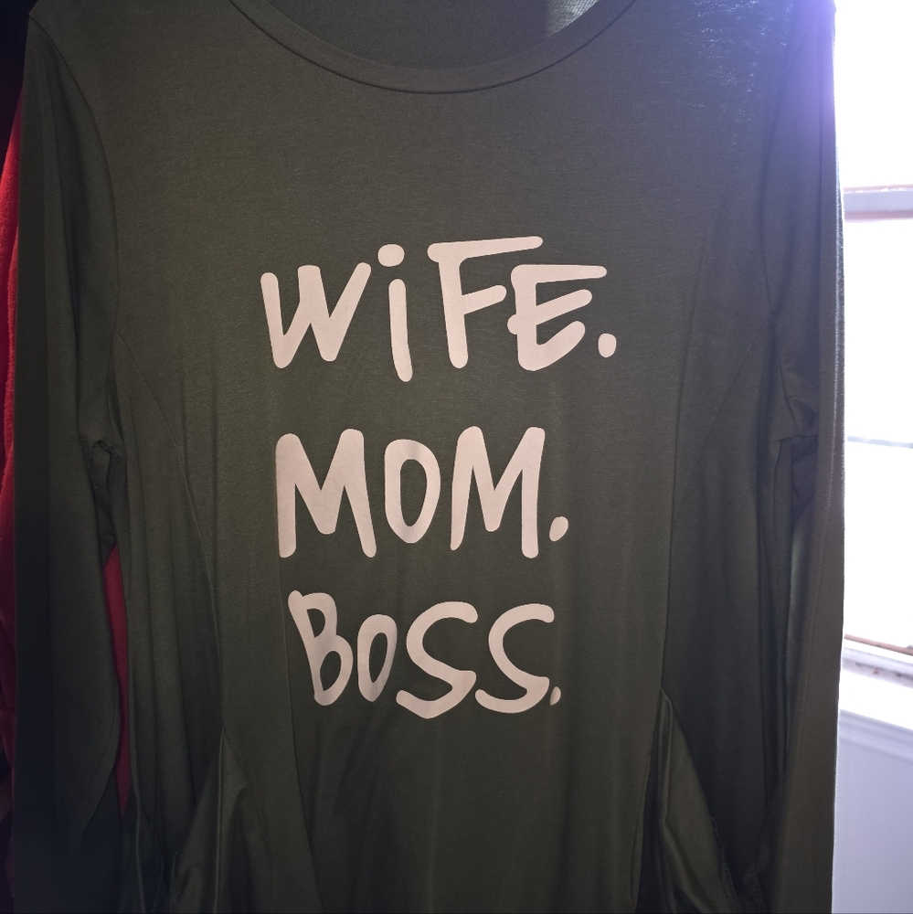 SHEIN Olive Green Crew Neck Dress - Wife, Mom, boss